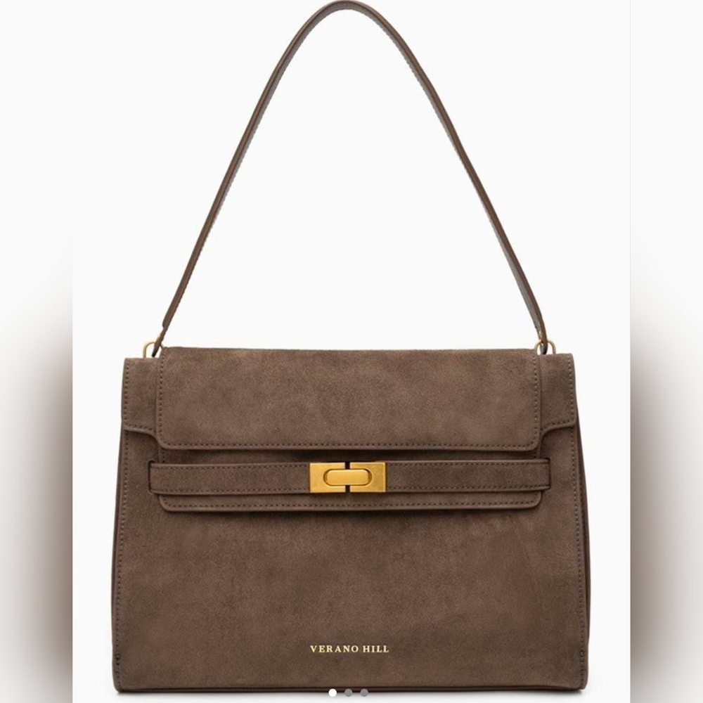 NWT Verano Hill Suede Flap Shoulder Bag in Gray